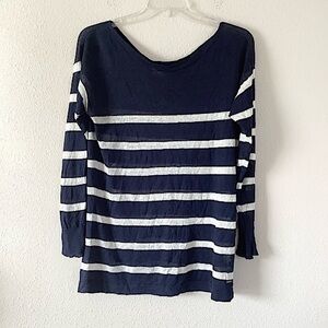 DENIM & SUPPLY RL Linen Sweater Breton Stripe Slouchy Preppy Nautical Navy L